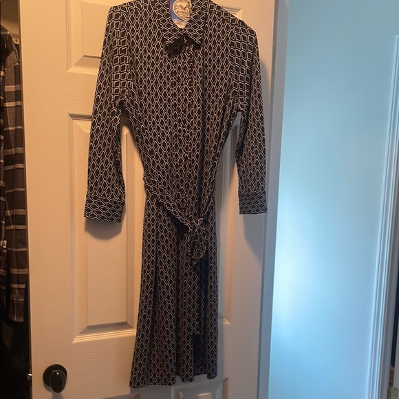 Talbots Black and White Patterned Midi Dress - Picture 1 of 1